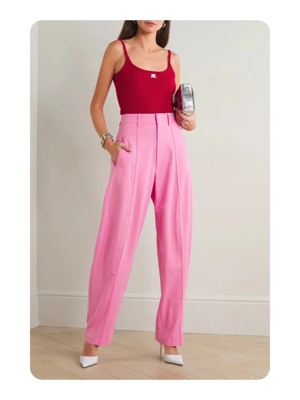 ★ Isabel Marant NWT Women’s Seasonal Staple Pleated Wide Leg Pants Pink 38 ★